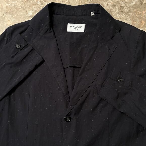 Our Legacy Constellation Blazer Mens XL 52 Black Lightweight Speckled 1980-81 - Picture 1 of 16